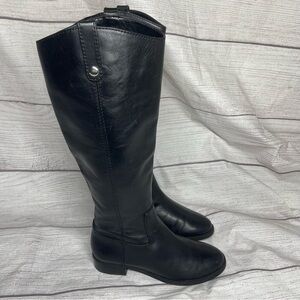 INC International Concepts Womens 6.5 M Fawne Tall Riding Black Leather Boots